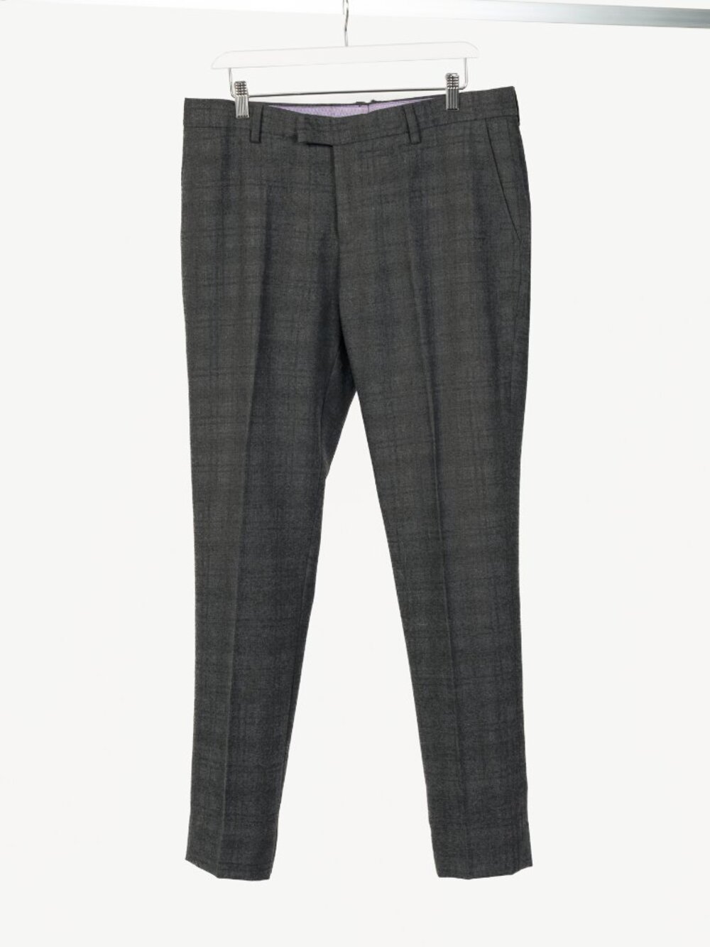 Etro Grey Plaid Wool-Flannel Slim Trousers